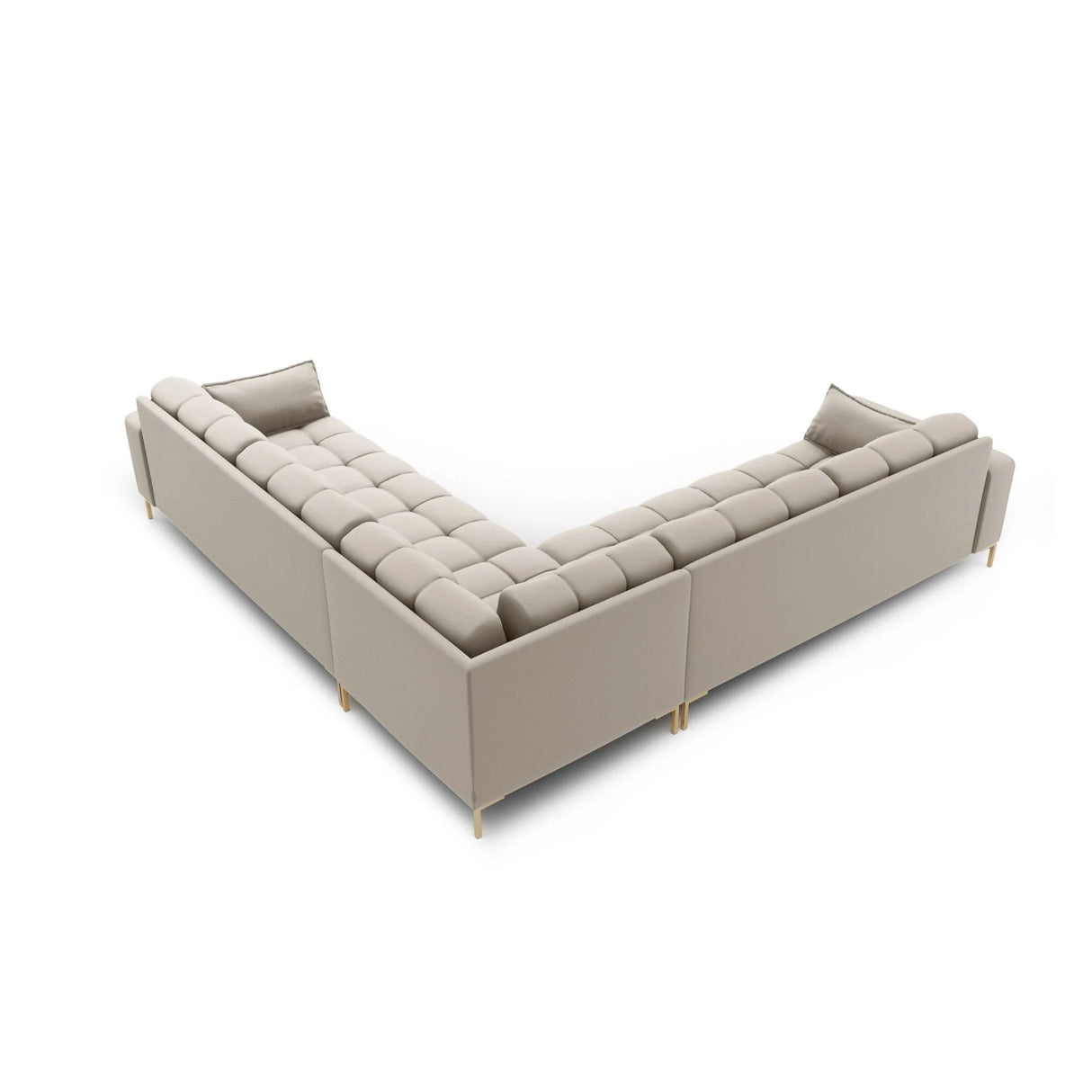 Mamaia 5-Sitzer Ecksofa symmetrisch, Beine Goldmetall, mit Bezug aus Strukturierter Stoff (Nev04) in Beige, 256x256 cm – Bild 4