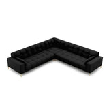 Mamaia 5-Sitzer Ecksofa symmetrisch, Beine Goldmetall, mit Bezug aus Strukturierter Stoff (Nev100) in Schwarz, 256x256 cm – Bild 3