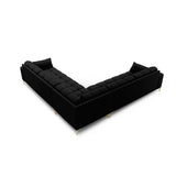 Mamaia 5-Sitzer Ecksofa symmetrisch, Beine Goldmetall, mit Bezug aus Strukturierter Stoff (Nev100) in Schwarz, 256x256 cm – Bild 4