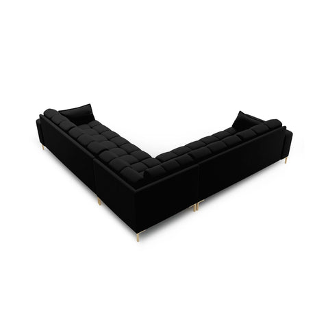 Mamaia 5-Sitzer Ecksofa symmetrisch, Beine Goldmetall, mit Bezug aus Strukturierter Stoff (Nev100) in Schwarz, 256x256 cm – Bild 4