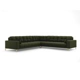 Mamaia 5-Sitzer Ecksofa symmetrisch, Beine Goldmetall, mit Bezug aus Strukturierter Stoff (Nev39) in Grün, 256x256 cm – Bild 1