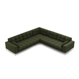 Mamaia 5-Sitzer Ecksofa symmetrisch, Beine Goldmetall, mit Bezug aus Strukturierter Stoff (Nev39) in Grün, 256x256 cm – Bild 3