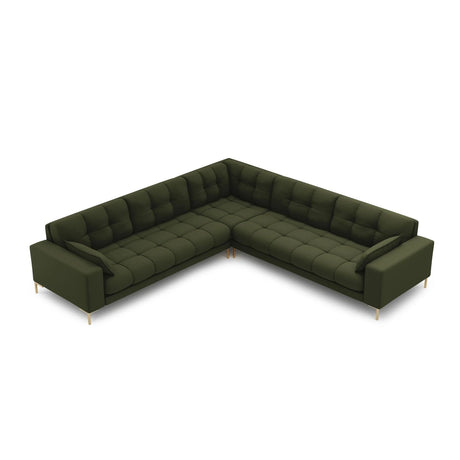 Mamaia 5-Sitzer Ecksofa symmetrisch, Beine Goldmetall, mit Bezug aus Strukturierter Stoff (Nev39) in Grün, 256x256 cm – Bild 3