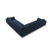 Mamaia 5-Sitzer Ecksofa symmetrisch, Beine Goldmetall, mit Bezug aus Strukturierter Stoff (Nev77) in Blau, 256x256 cm – Bild 4