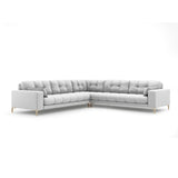 Mamaia 5-Sitzer Ecksofa symmetrisch, Beine Goldmetall, mit Bezug aus Strukturierter Stoff (Nev80) in Hellgrau, 256x256 cm – Bild 1