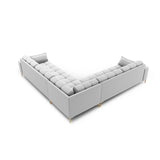 Mamaia 5-Sitzer Ecksofa symmetrisch, Beine Goldmetall, mit Bezug aus Strukturierter Stoff (Nev80) in Hellgrau, 256x256 cm – Bild 4