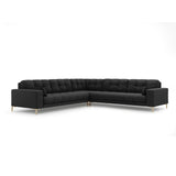 Mamaia 5-Sitzer Ecksofa symmetrisch, Beine Goldmetall, mit Bezug aus Strukturierter Stoff (Nev97) in Dunkelgrau, 256x256 cm – Bild 1