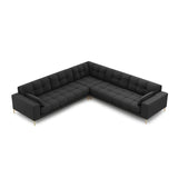 Mamaia 5-Sitzer Ecksofa symmetrisch, Beine Goldmetall, mit Bezug aus Strukturierter Stoff (Nev97) in Dunkelgrau, 256x256 cm – Bild 3