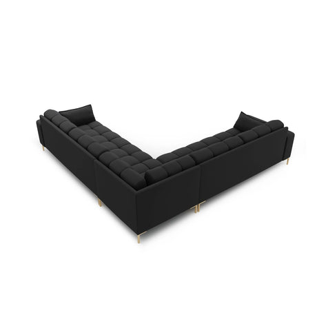 Mamaia 5-Sitzer Ecksofa symmetrisch, Beine Goldmetall, mit Bezug aus Strukturierter Stoff (Nev97) in Dunkelgrau, 256x256 cm – Bild 4