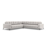 Mamaia 5-Sitzer Ecksofa symmetrisch, Metallbeine Schwarz, mit Bezug aus Samt (Blu03) in Silber, 256x256 cm – Bild 1