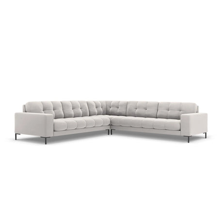 Mamaia 5-Sitzer Ecksofa symmetrisch, Metallbeine Schwarz, mit Bezug aus Samt (Blu03) in Silber, 256x256 cm – Bild 1