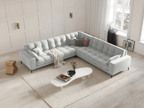 Mamaia 5-Sitzer Ecksofa symmetrisch, Metallbeine Schwarz, mit Bezug aus Samt (Blu03) in Silber, 256x256 cm – Bild 2