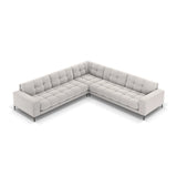 Mamaia 5-Sitzer Ecksofa symmetrisch, Metallbeine Schwarz, mit Bezug aus Samt (Blu03) in Silber, 256x256 cm – Bild 4