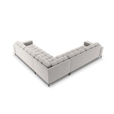 Mamaia 5-Sitzer Ecksofa symmetrisch, Metallbeine Schwarz, mit Bezug aus Samt (Blu03) in Silber, 256x256 cm – Bild 5