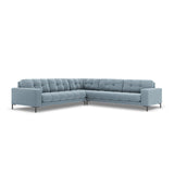 Mamaia 5-Sitzer Ecksofa symmetrisch, Metallbeine Schwarz, mit Bezug aus Samt (Blu06) in Hellblau, 256x256 cm – Bild 1
