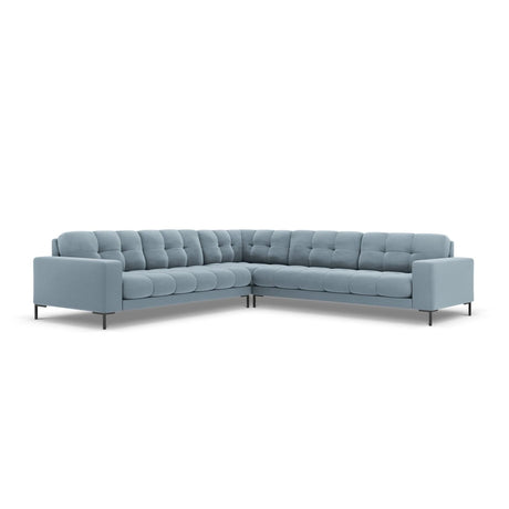 Mamaia 5-Sitzer Ecksofa symmetrisch, Metallbeine Schwarz, mit Bezug aus Samt (Blu06) in Hellblau, 256x256 cm – Bild 1