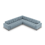 Mamaia 5-Sitzer Ecksofa symmetrisch, Metallbeine Schwarz, mit Bezug aus Samt (Blu06) in Hellblau, 256x256 cm – Bild 4