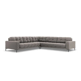 Mamaia 5-Sitzer Ecksofa symmetrisch, Metallbeine Schwarz, mit Bezug aus Samt (Blu13) in Hellgrau, 256x256 cm – Bild 1