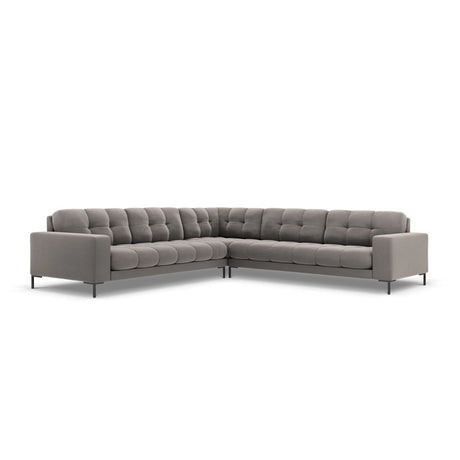 Mamaia 5-Sitzer Ecksofa symmetrisch, Metallbeine Schwarz, mit Bezug aus Samt (Blu13) in Hellgrau, 256x256 cm – Bild 1
