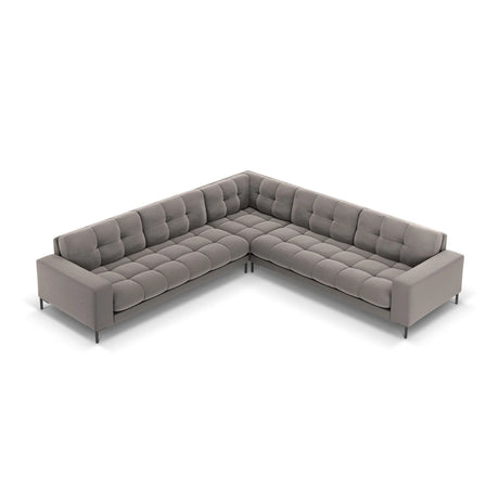 Mamaia 5-Sitzer Ecksofa symmetrisch, Metallbeine Schwarz, mit Bezug aus Samt (Blu13) in Hellgrau, 256x256 cm – Bild 4