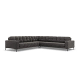 Mamaia 5-Sitzer Ecksofa symmetrisch, Metallbeine Schwarz, mit Bezug aus Samt (Blu18) in Dunkelgrau, 256x256 cm – Bild 1