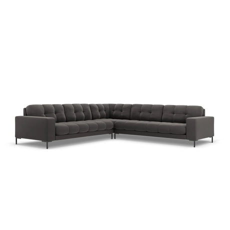 Mamaia 5-Sitzer Ecksofa symmetrisch, Metallbeine Schwarz, mit Bezug aus Samt (Blu18) in Dunkelgrau, 256x256 cm – Bild 1
