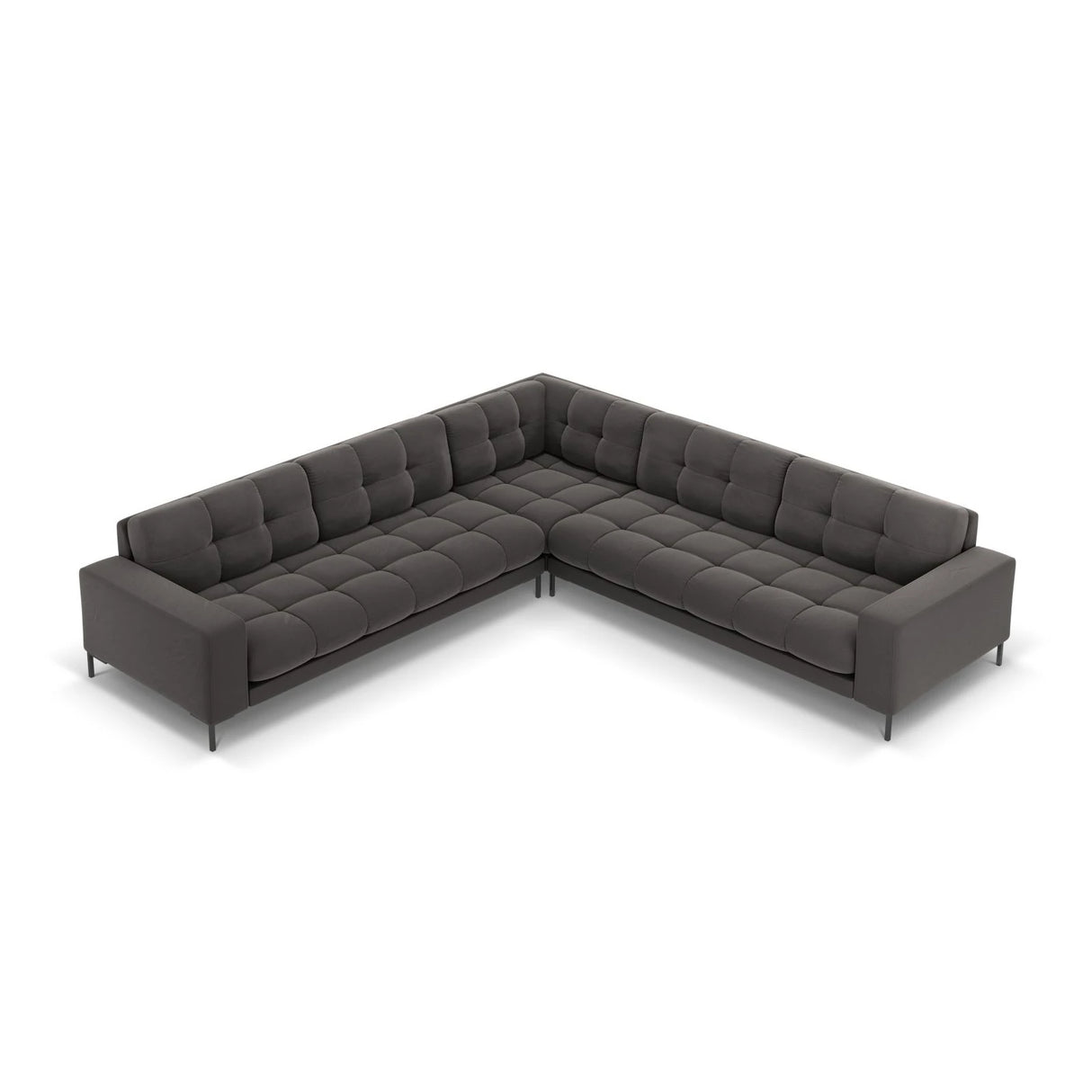 Mamaia 5-Sitzer Ecksofa symmetrisch, Metallbeine Schwarz, mit Bezug aus Samt (Blu18) in Dunkelgrau, 256x256 cm – Bild 4