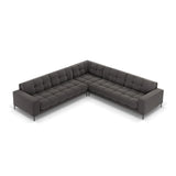 Mamaia 5-Sitzer Ecksofa symmetrisch, Metallbeine Schwarz, mit Bezug aus Samt (Blu18) in Dunkelgrau, 256x256 cm – Bild 4