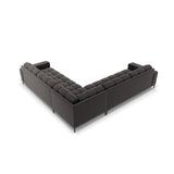 Mamaia 5-Sitzer Ecksofa symmetrisch, Metallbeine Schwarz, mit Bezug aus Samt (Blu18) in Dunkelgrau, 256x256 cm – Bild 5