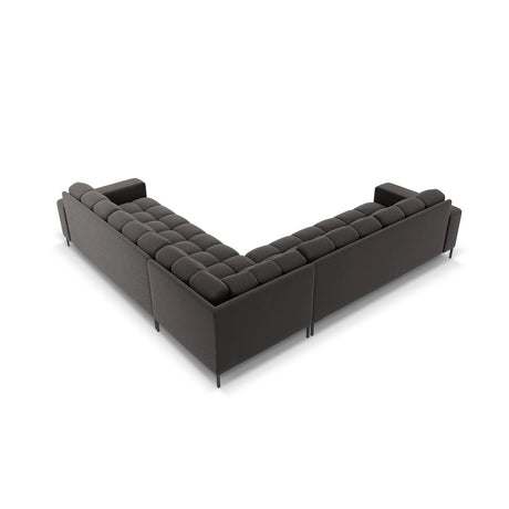 Mamaia 5-Sitzer Ecksofa symmetrisch, Metallbeine Schwarz, mit Bezug aus Samt (Blu18) in Dunkelgrau, 256x256 cm – Bild 5