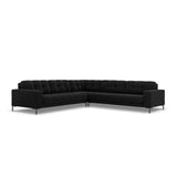 Mamaia 5-Sitzer Ecksofa symmetrisch, Metallbeine Schwarz, mit Bezug aus Samt (Blu19) in Schwarz, 256x256 cm – Bild 1