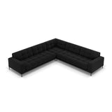 Mamaia 5-Sitzer Ecksofa symmetrisch, Metallbeine Schwarz, mit Bezug aus Samt (Blu19) in Schwarz, 256x256 cm – Bild 4