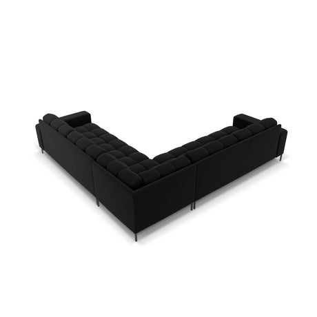 Mamaia 5-Sitzer Ecksofa symmetrisch, Metallbeine Schwarz, mit Bezug aus Samt (Blu19) in Schwarz, 256x256 cm – Bild 5