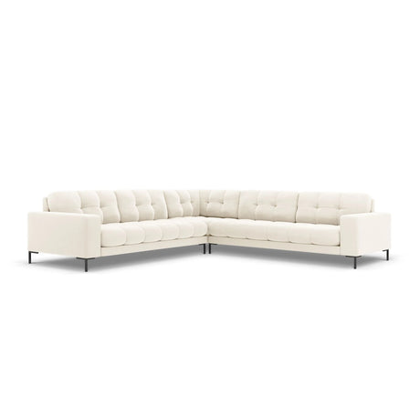 Mamaia 5-Sitzer Ecksofa symmetrisch, Metallbeine Schwarz, mit Bezug aus Samt (Blu22) in Leichtes Beige, 256x256 cm – Bild 1
