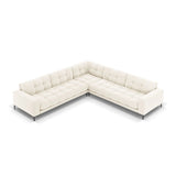 Mamaia 5-Sitzer Ecksofa symmetrisch, Metallbeine Schwarz, mit Bezug aus Samt (Blu22) in Leichtes Beige, 256x256 cm – Bild 4