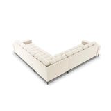 Mamaia 5-Sitzer Ecksofa symmetrisch, Metallbeine Schwarz, mit Bezug aus Samt (Blu22) in Leichtes Beige, 256x256 cm – Bild 5