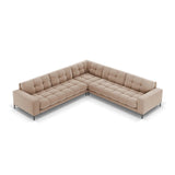 Mamaia 5-Sitzer Ecksofa symmetrisch, Metallbeine Schwarz, mit Bezug aus Samt (Blu28) in Beige, 256x256 cm – Bild 4