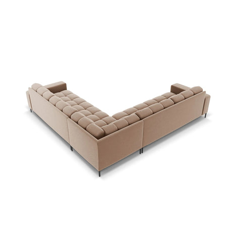Mamaia 5-Sitzer Ecksofa symmetrisch, Metallbeine Schwarz, mit Bezug aus Samt (Blu28) in Beige, 256x256 cm – Bild 5