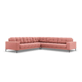 Mamaia 5-Sitzer Ecksofa symmetrisch, Metallbeine Schwarz, mit Bezug aus Samt (Blu52) in Rosa, 256x256 cm – Bild 1