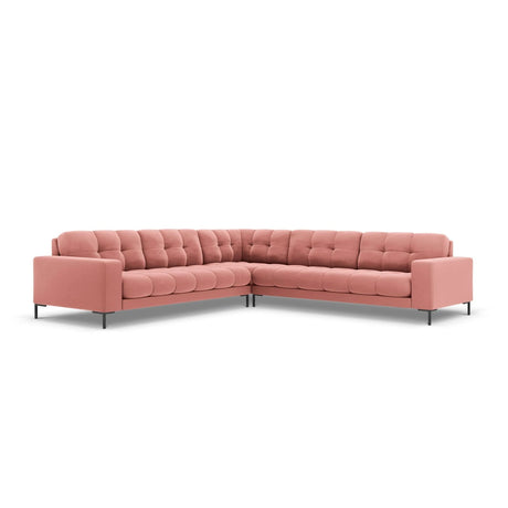 Mamaia 5-Sitzer Ecksofa symmetrisch, Metallbeine Schwarz, mit Bezug aus Samt (Blu52) in Rosa, 256x256 cm – Bild 1