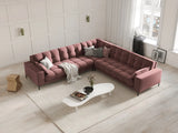 Mamaia 5-Sitzer Ecksofa symmetrisch, Metallbeine Schwarz, mit Bezug aus Samt (Blu52) in Rosa, 256x256 cm – Bild 2
