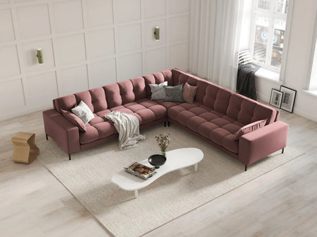 Mamaia 5-Sitzer Ecksofa symmetrisch, Metallbeine Schwarz, mit Bezug aus Samt (Blu52) in Rosa, 256x256 cm – Bild 2