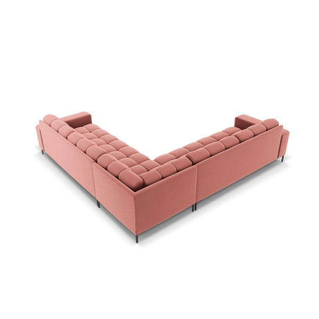Mamaia 5-Sitzer Ecksofa symmetrisch, Metallbeine Schwarz, mit Bezug aus Samt (Blu52) in Rosa, 256x256 cm – Bild 5