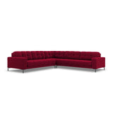 Mamaia 5-Sitzer Ecksofa symmetrisch, Metallbeine Schwarz, mit Bezug aus Samt (Blu59) in Rot, 256x256 cm – Bild 1