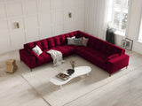 Mamaia 5-Sitzer Ecksofa symmetrisch, Metallbeine Schwarz, mit Bezug aus Samt (Blu59) in Rot, 256x256 cm – Bild 2