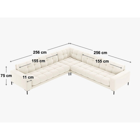 Mamaia 5-Sitzer Ecksofa symmetrisch, Metallbeine Schwarz, mit Bezug aus Samt (Blu59) in Rot, 256x256 cm – Bild 3