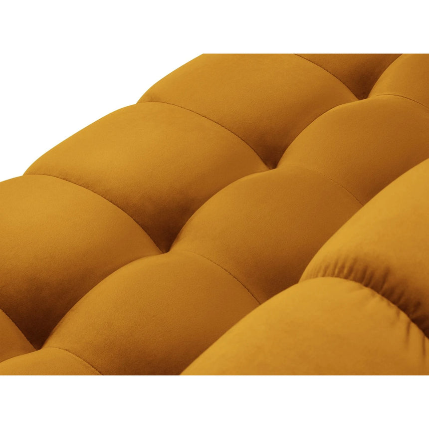 Mamaia 5-Sitzer Ecksofa symmetrisch, Metallbeine Schwarz, mit Bezug aus Samt (Blu68) in Gelb, 256x256 cm – Bild 7