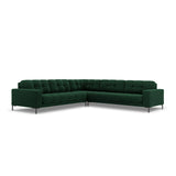 Mamaia 5-Sitzer Ecksofa symmetrisch, Metallbeine Schwarz, mit Bezug aus Samt (Blu78) in Flaschengrün, 256x256 cm – Bild 1