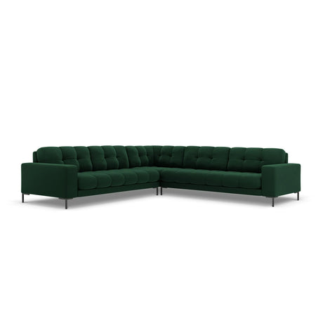 Mamaia 5-Sitzer Ecksofa symmetrisch, Metallbeine Schwarz, mit Bezug aus Samt (Blu78) in Flaschengrün, 256x256 cm – Bild 1