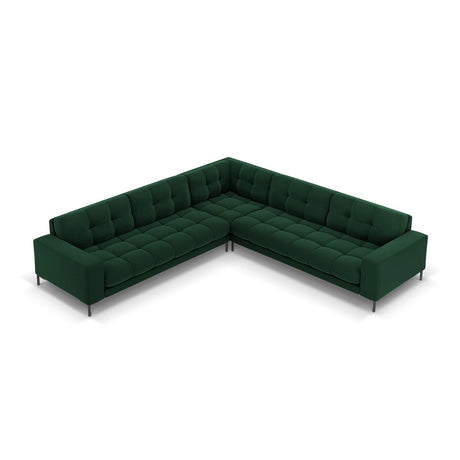 Mamaia 5-Sitzer Ecksofa symmetrisch, Metallbeine Schwarz, mit Bezug aus Samt (Blu78) in Flaschengrün, 256x256 cm – Bild 4